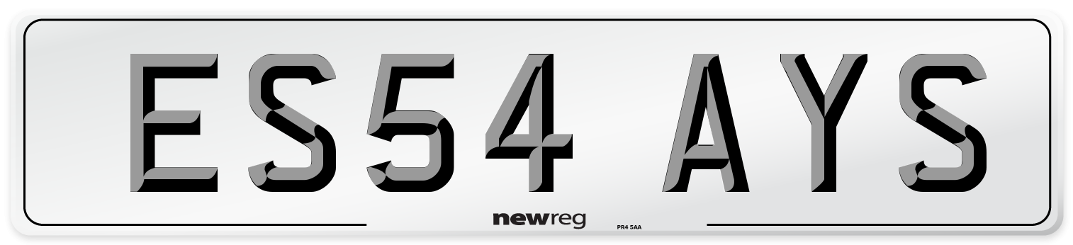 ES54 AYS Number Plate from New Reg